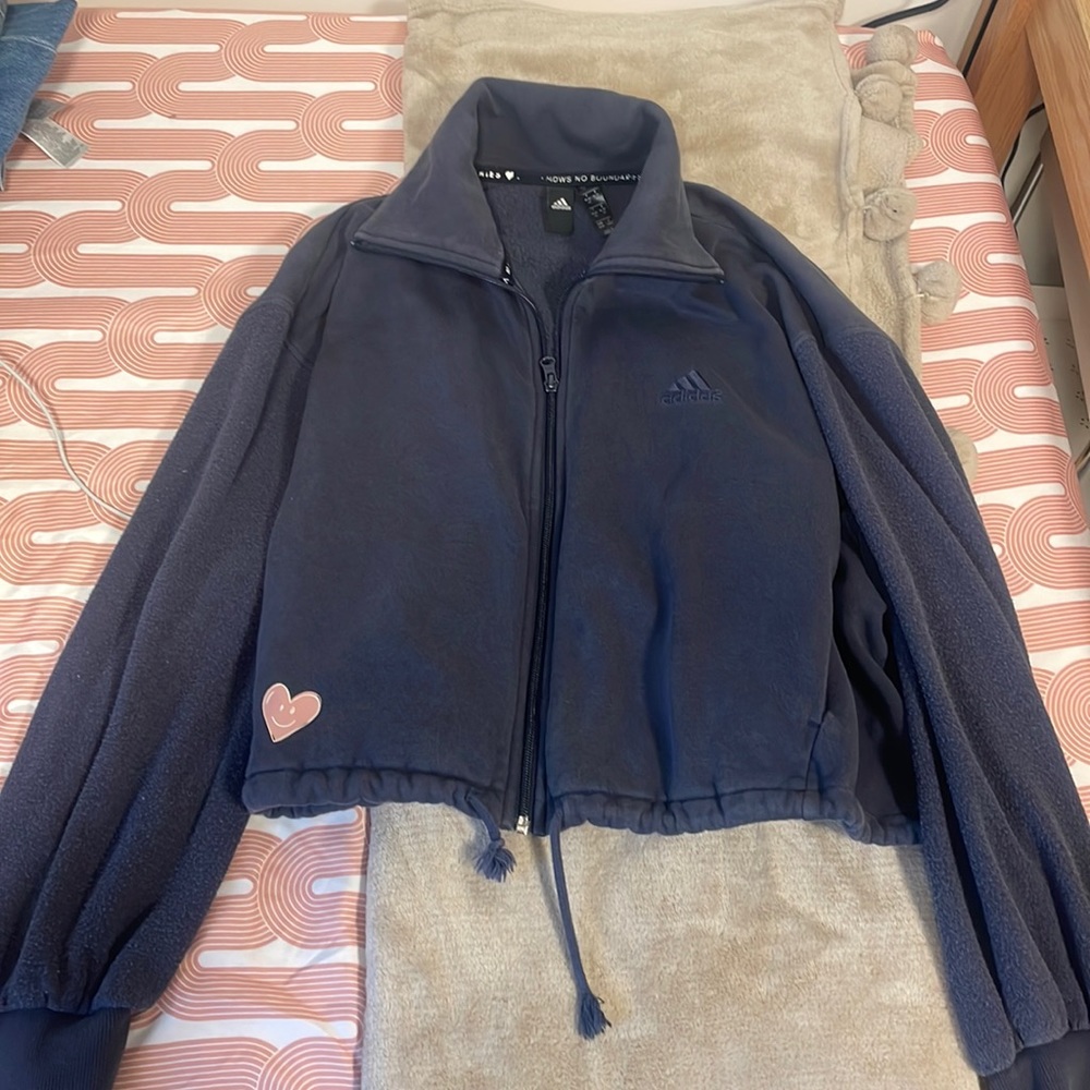 Adidas crop zip up with drawstring